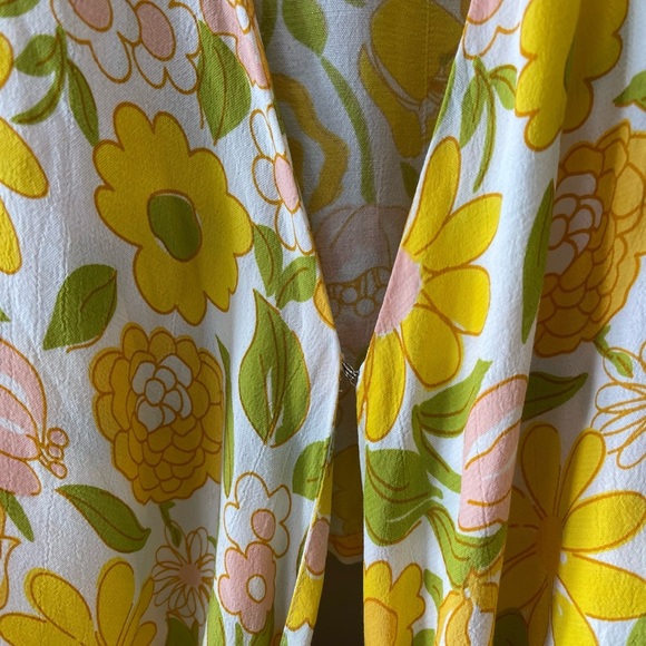 Faithfull the brand yellow floral bisset wrap top jolene cropped boho small - Picture 6 of 9